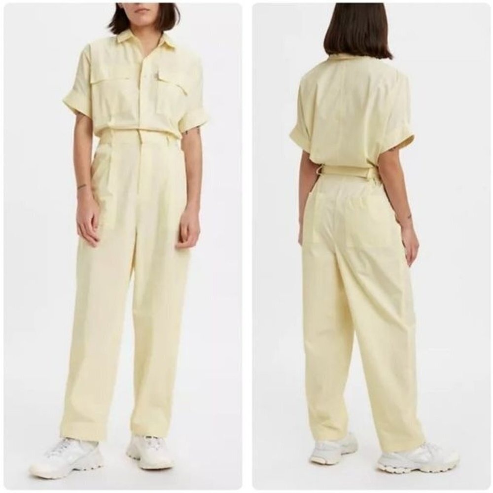NWT Levi's Lorelei Button Front Jumpsuit in Transparent Yellow Size Small